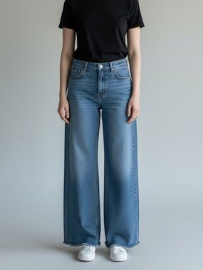 Tommy Hilfiger Medium Blue Wide-Leg Flare Jeans